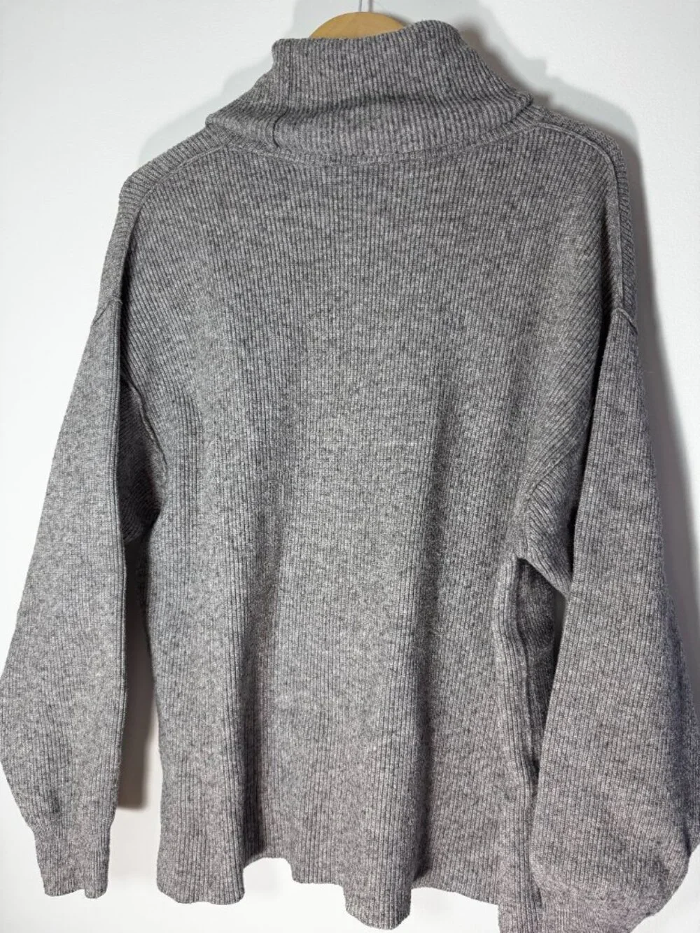 Free People Light Gray Oversized Ribbed Turtleneck Pullover Sweater Knit - S